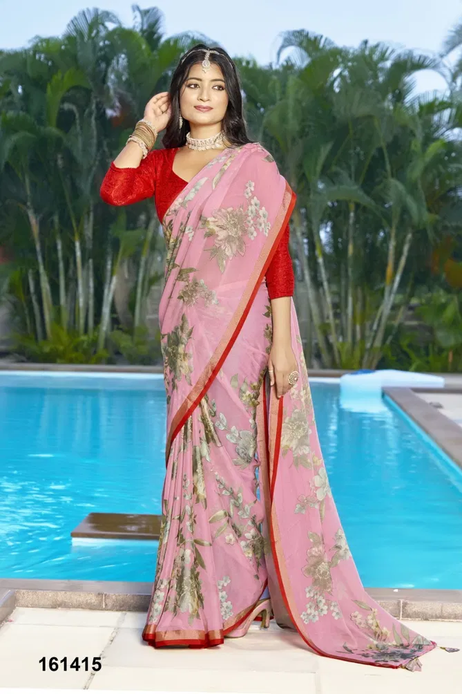 Shivya Vol 2 By Vallabhi Floral Printed Moss Sarees Suppliers In India